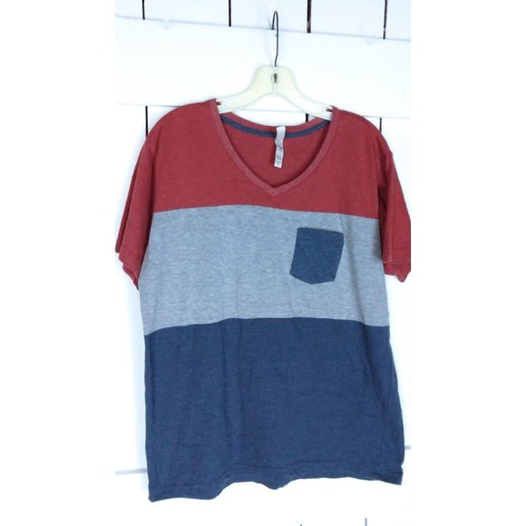Wide stripe vneck short sleeve pullover tee - Picture 2 of 3